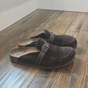 Birkenstock‎ Brown Suede Mules